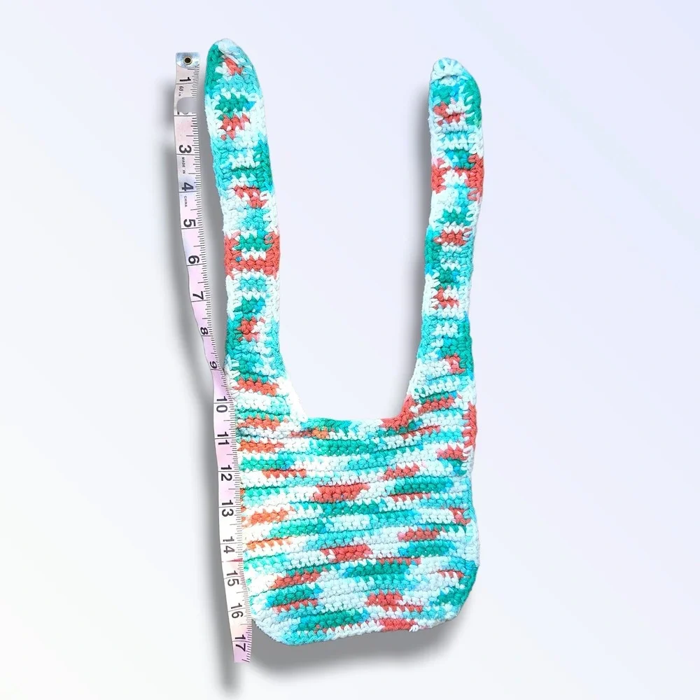 Handmade Baby Bib Crochet Teal‎ Orange White 17